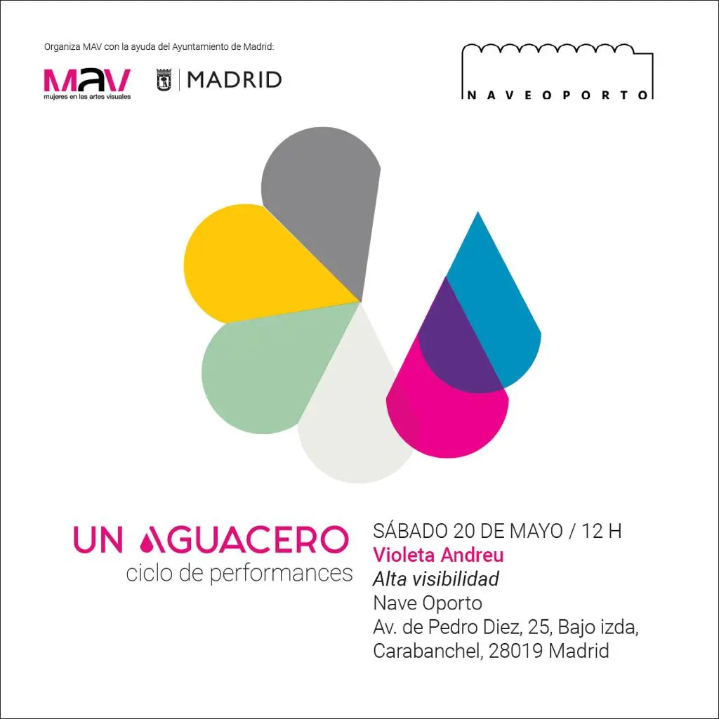 Cartel publicitario de ALTA VISIBILIDAD. Del Ciclo de performances UN AGUACERO