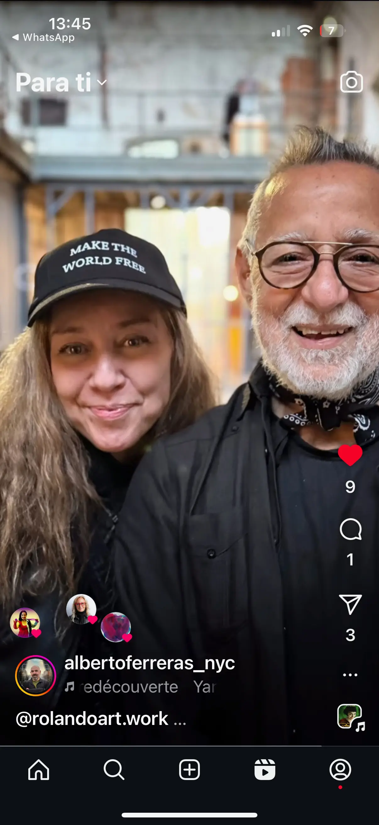 publicación en redes de la fotografía de Alberto Ferreras